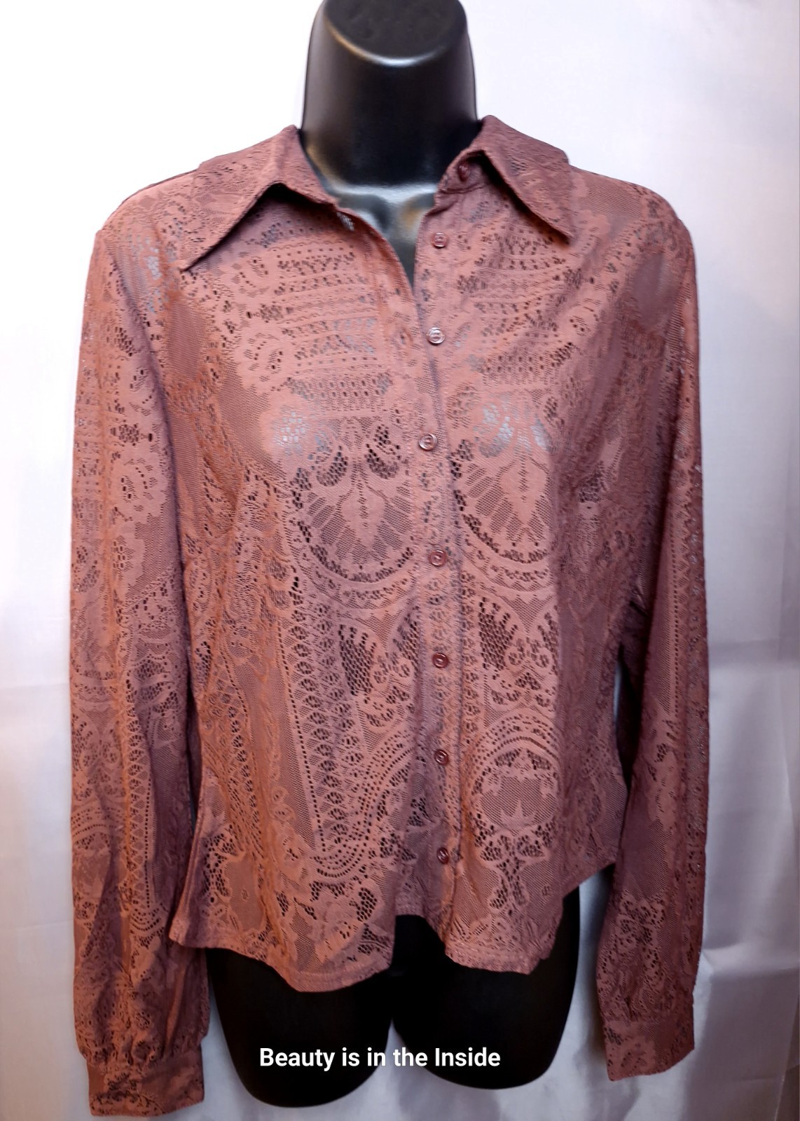 Killstar  Size large Lilith\'s Garden Shirt Brown Lace  Gothic Alternative BNWT