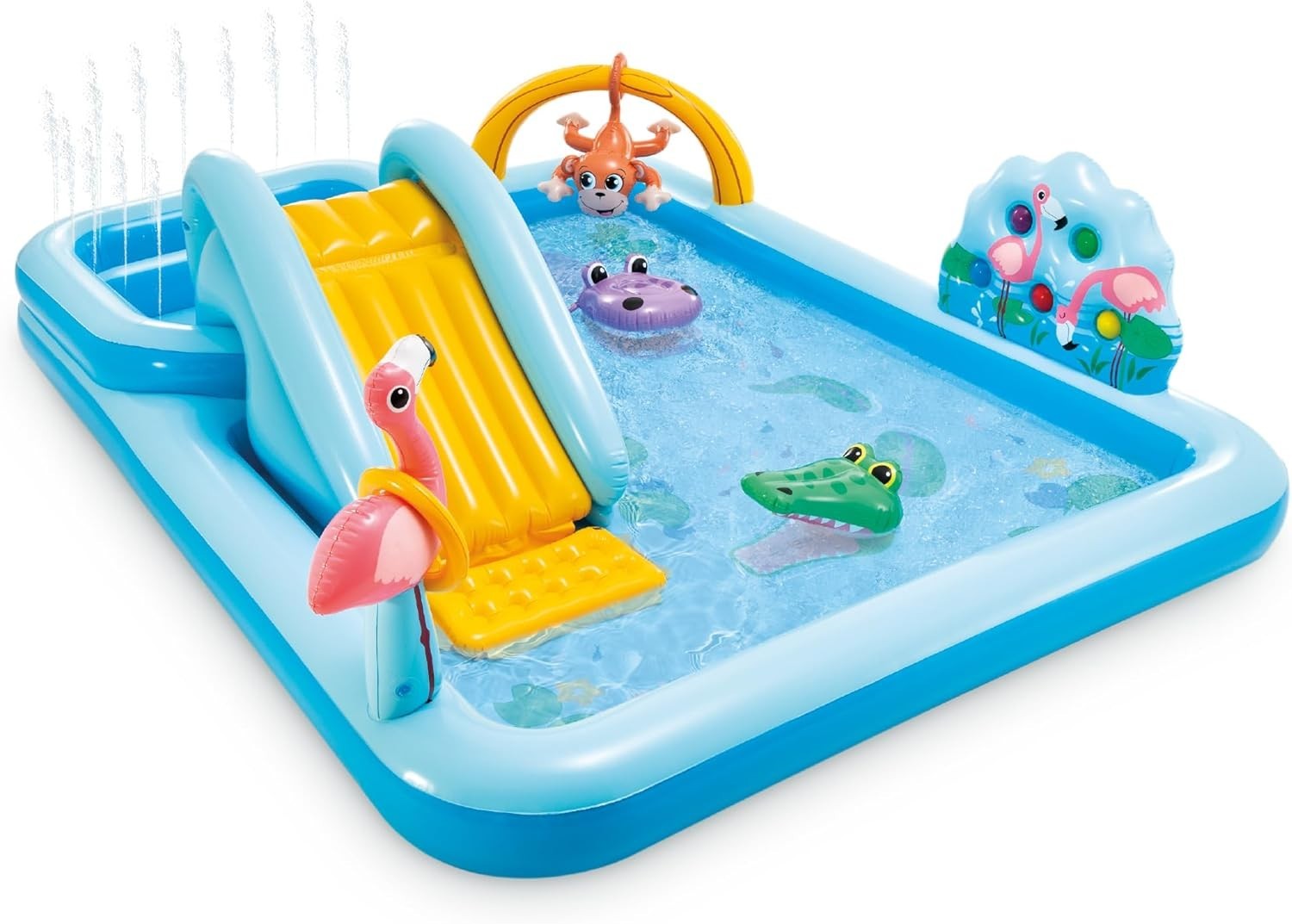 Inflatable Jungle Adventure Kiddie Pool Water Slide Splash Pad for Toddlers