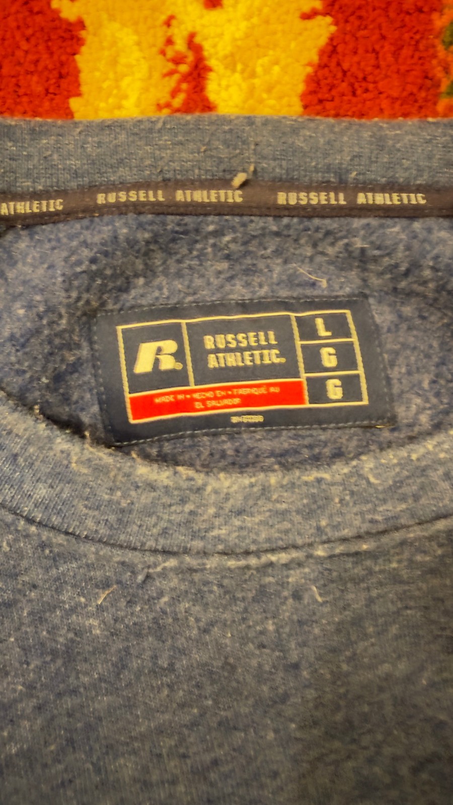Russell Athletic Crewneck Sweatshirt Mens L Royal Blue Zip Pocket