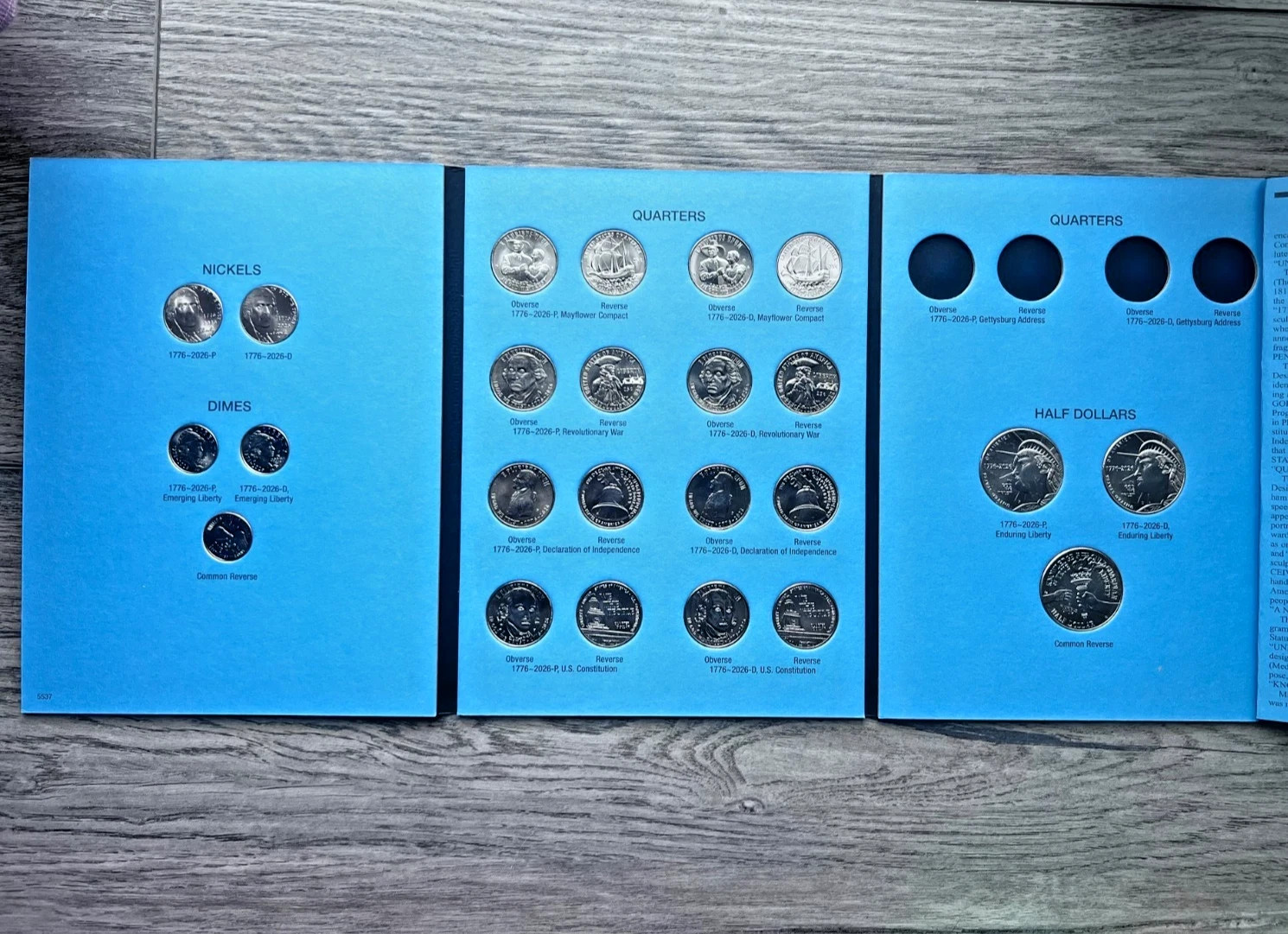 2026 Semiquincentennial Folder with 24 Pre-Installed P & D Mint Coins