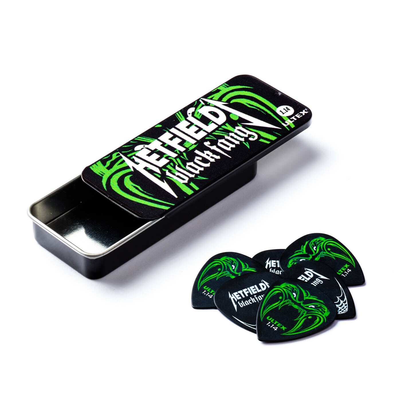 Dunlop James Hetfield (Metallica) Black Fang Pick Tin and 6 Picks 1.14mm