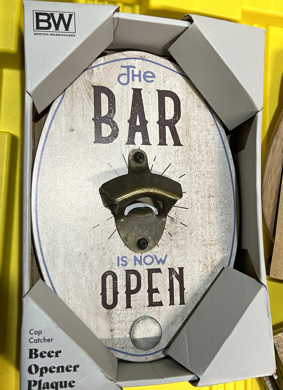 Boston Warehouse Bar Is Now Open Wall Mount Opener w/ Cap Catcher