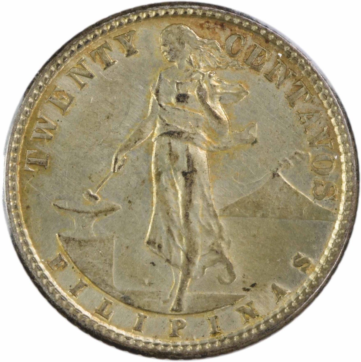 1914 S Philippines 20 Centavos KM170 AU Uncertified #848