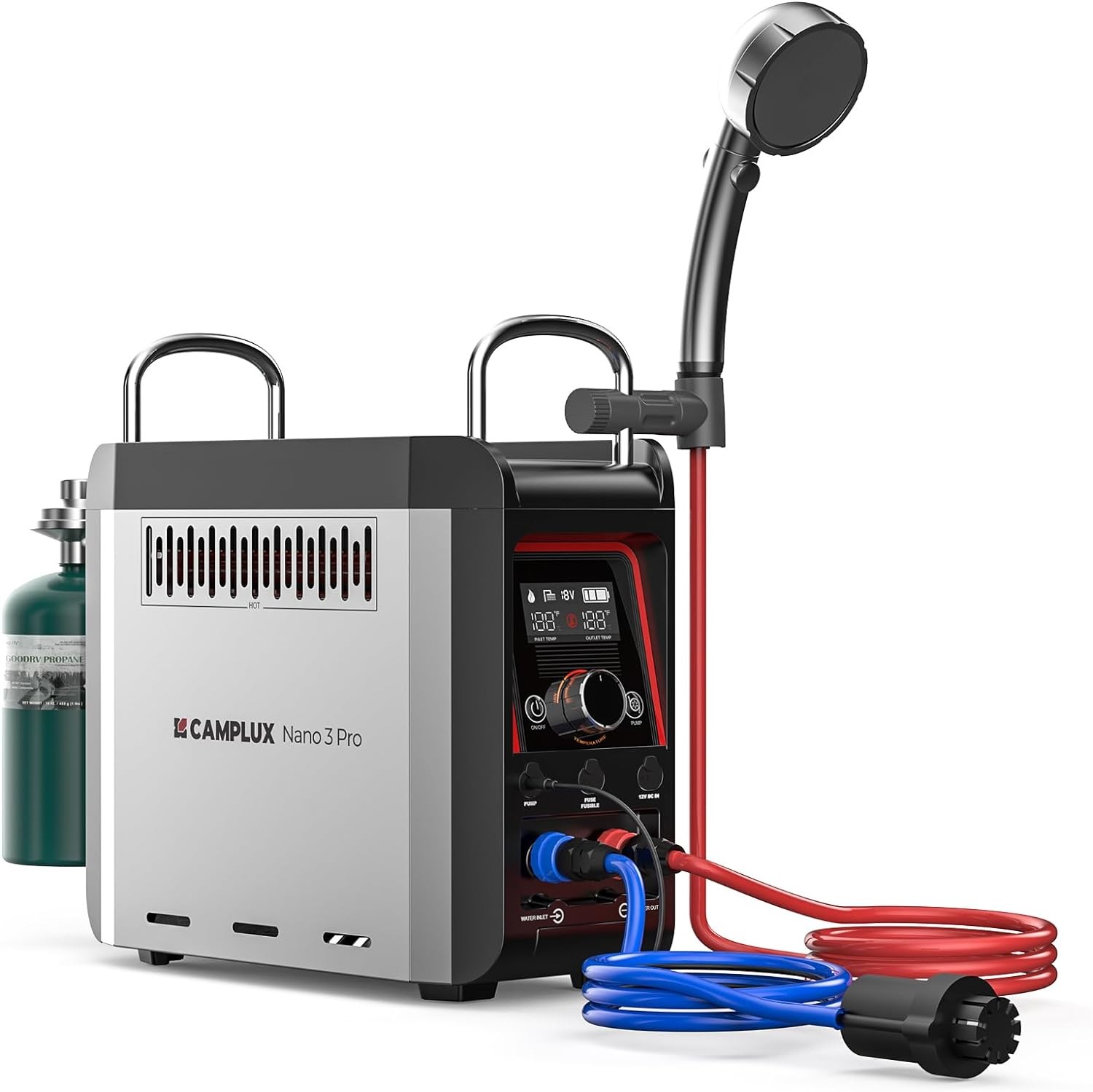CAMPLUX 1 lb Propane Water Heater Ultra-Light Constant Temp Tent Shower Camping