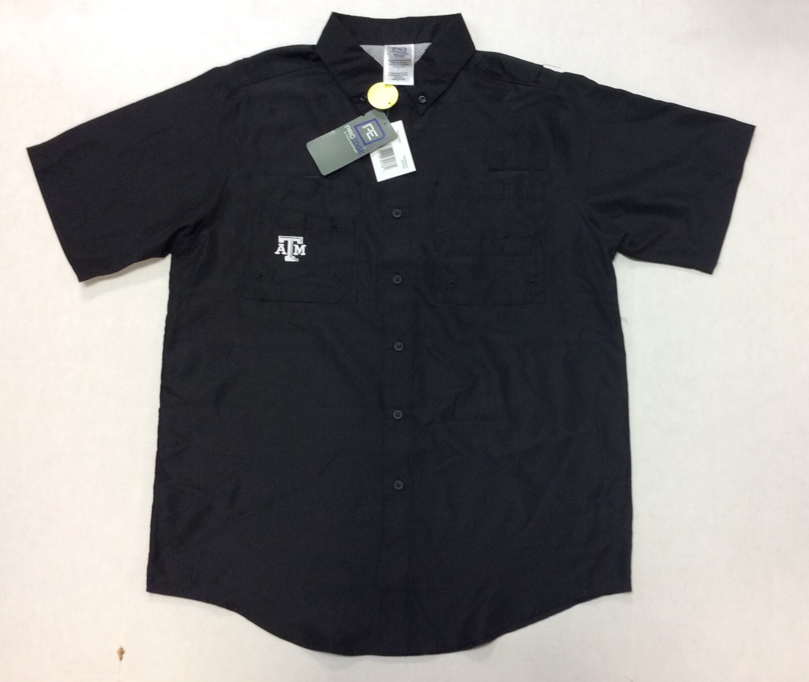 Proedge Texas A&M Men\'s Short Sleeve Button Down Shirt, Black, Choose Size
