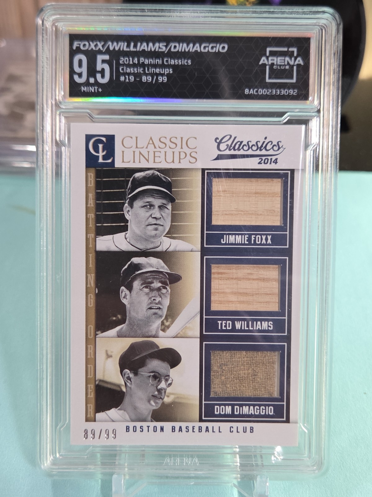 Foxx Williams Dimaggio 2014 Panini Classics Game Used Bats Jersey Graded 9.5 