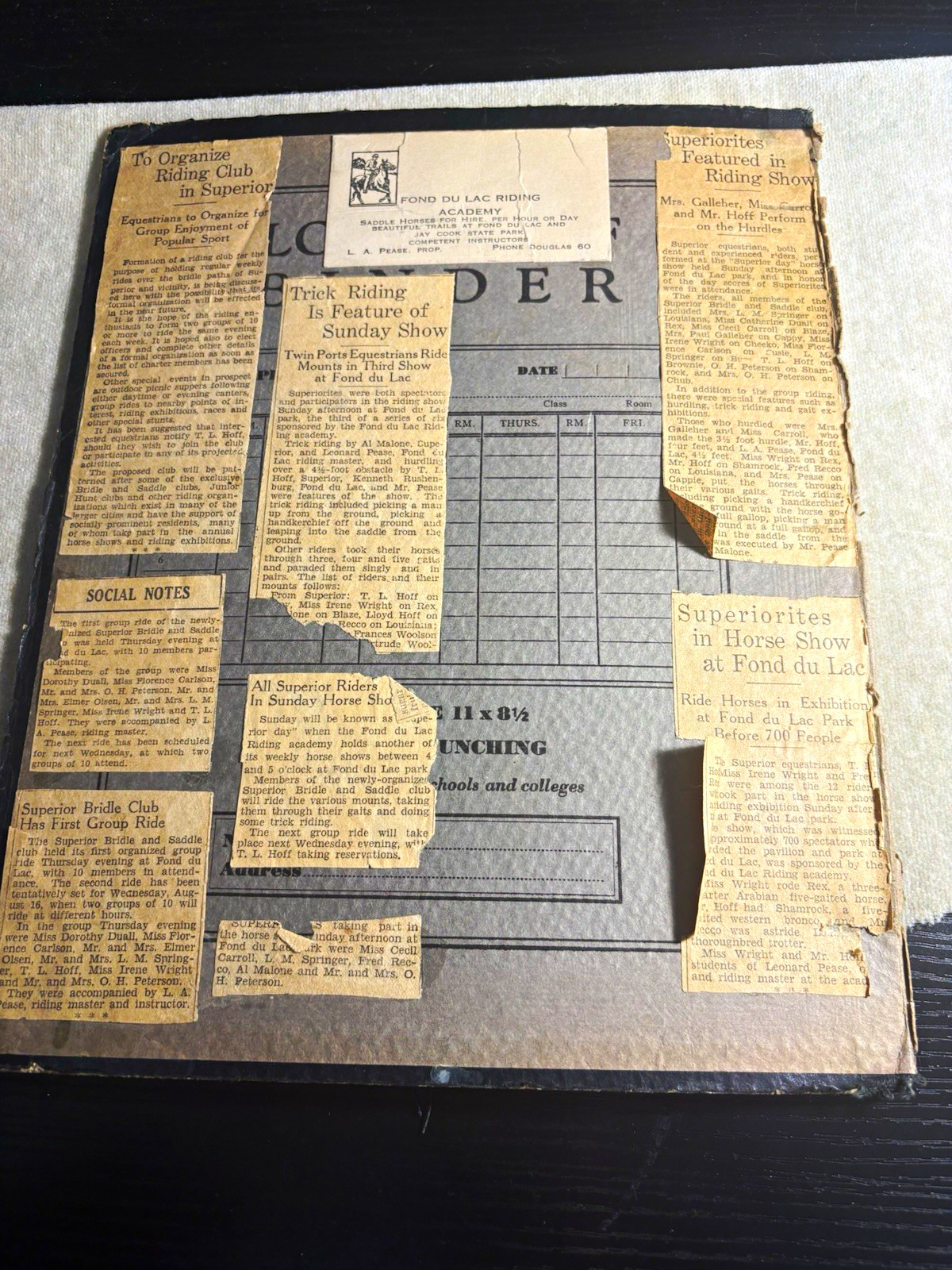 Vintage Scrapbook Page, Newspaper Clippings Fond du Lac Horse Show Vintage Scrapbook Page, Newspaper Clippings Fond du Lac Horse Show