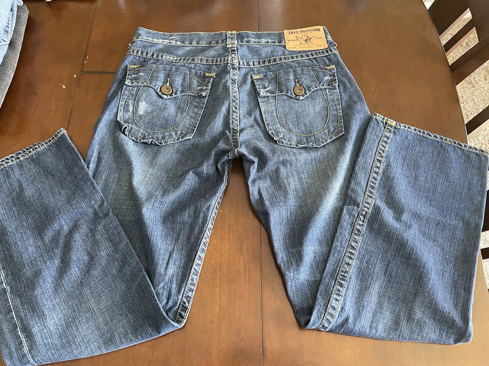 Vintage True Religion Ricky Big T 38x34 (37x33) RARE Authentic Y2K Blue Jeans