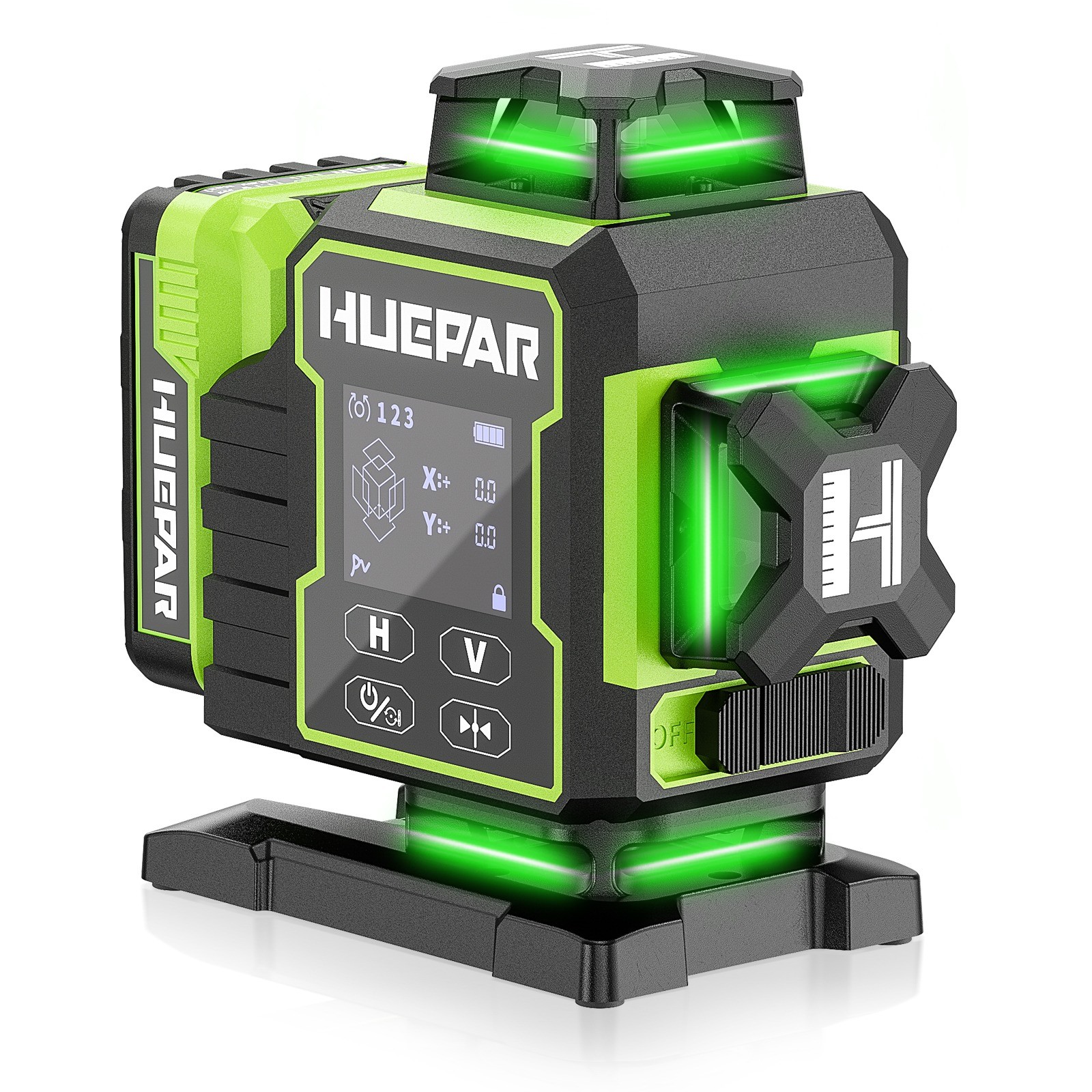 W04CG 4D Laser Level Green 360 Self-Leveling Cross Line with LCD Display outdoor