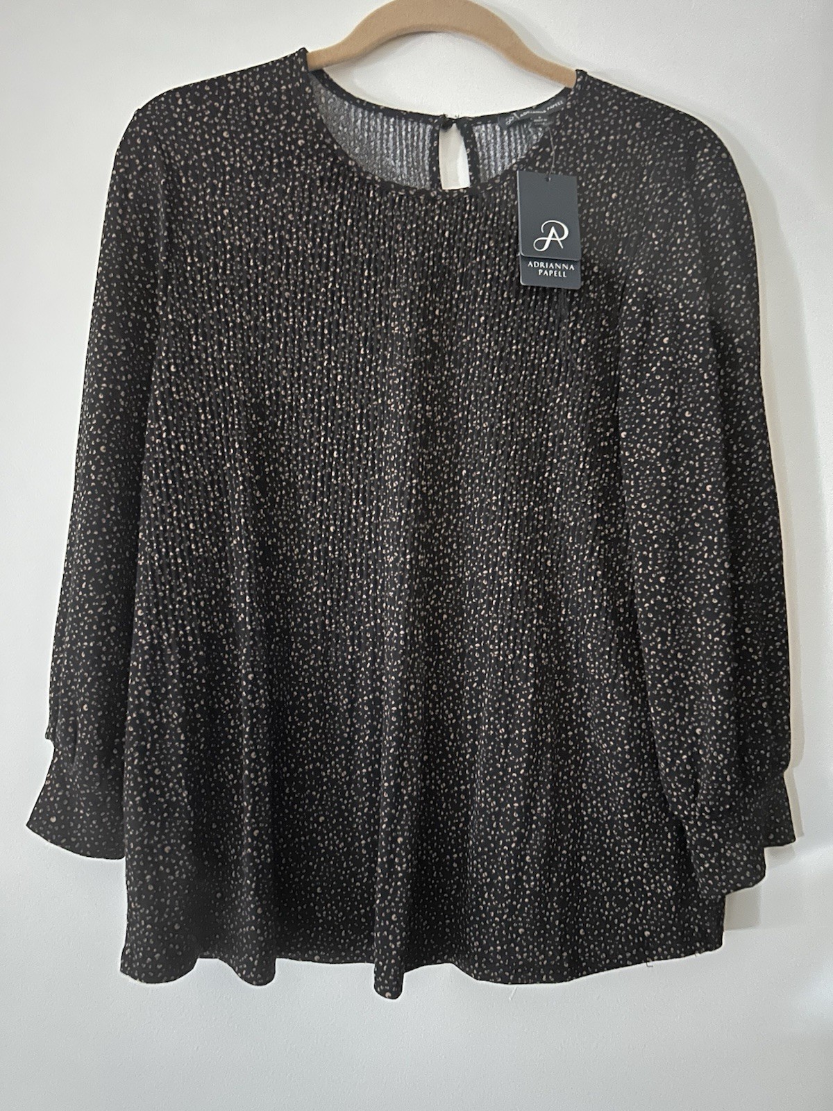 NWT Adrianna Papell Size Large Black/brown Print Blouse