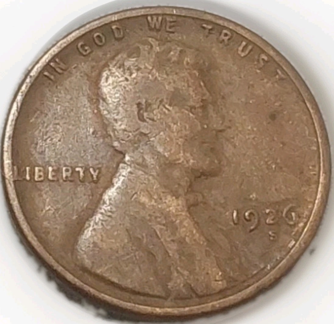 1926-S Lincoln Wheat Cent Penny Lightly Circulated Very Good Coin Free Post