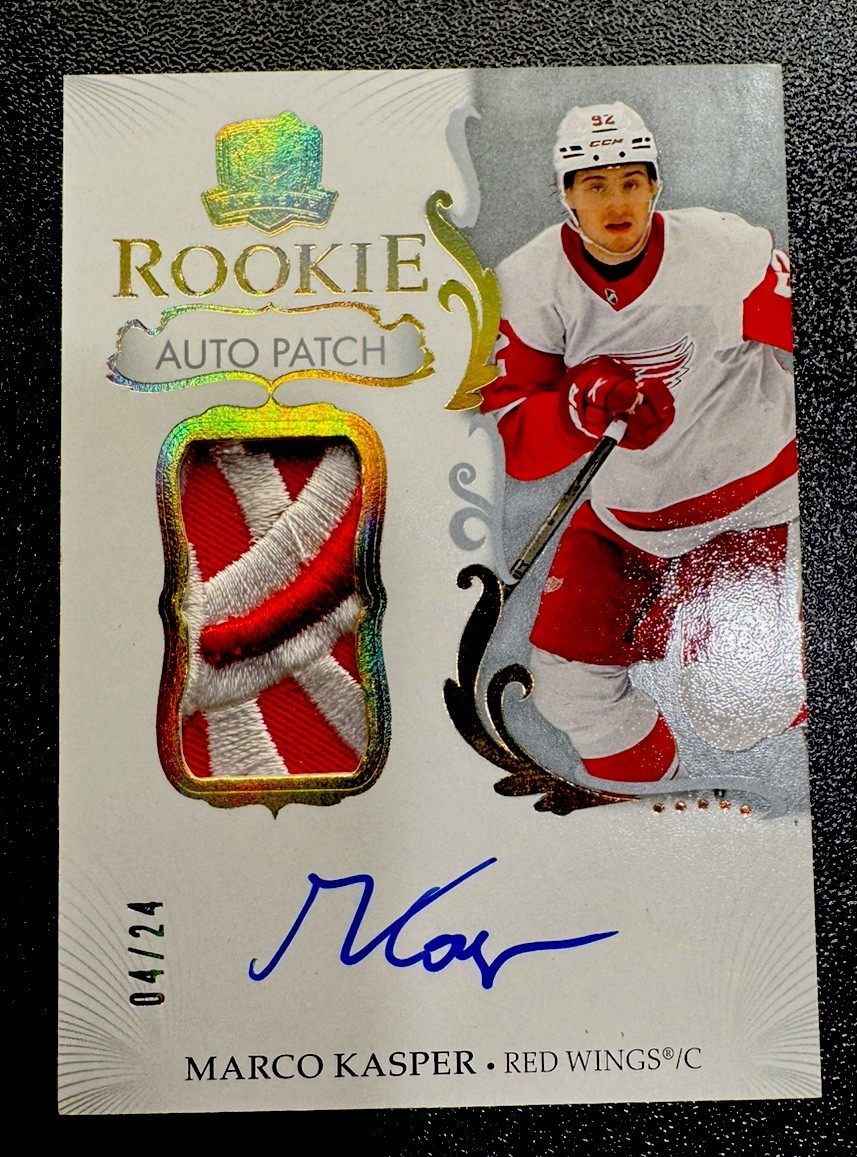 2023-24 UD The Cup Marco Kasper Rookie Patch Auto Gold /24 RPA #124 2023-24 UD The Cup Marco Kasper Rookie Patch Auto Gold /24 RPA #124