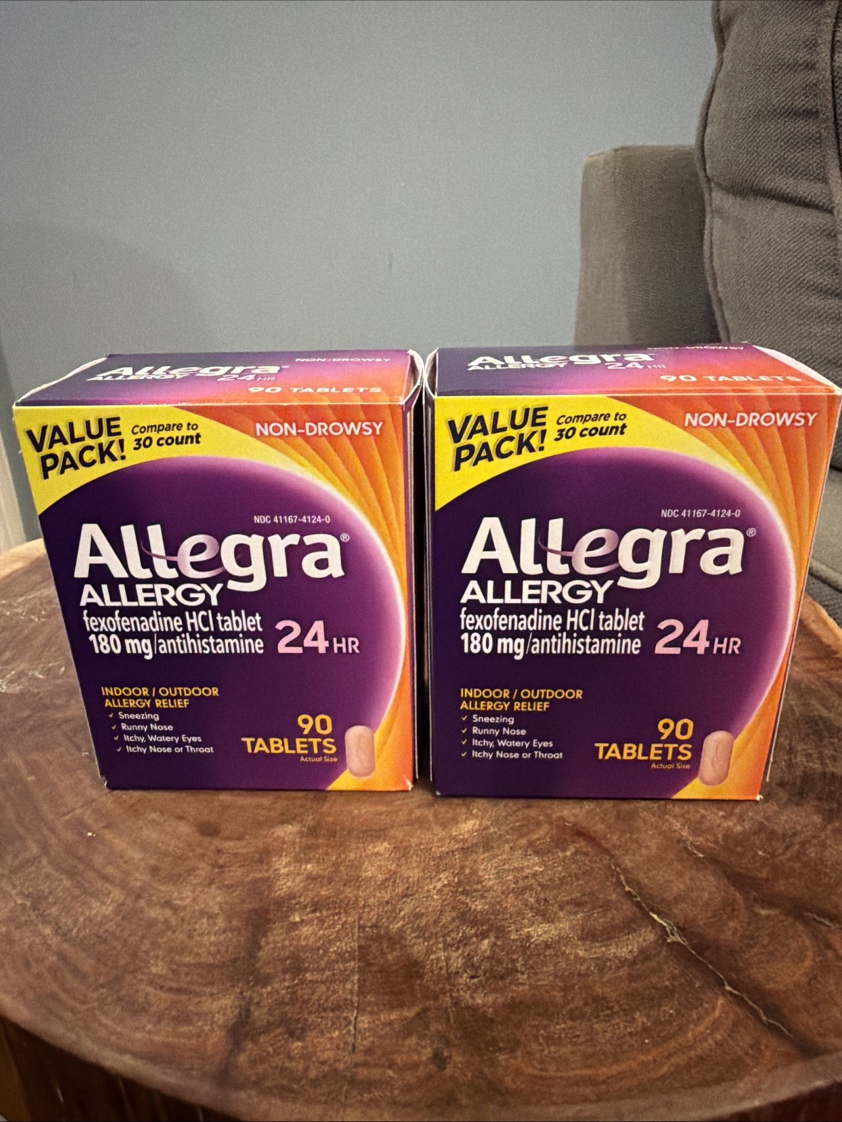 2 Boxes Allegra 180 mg Allergy Treatment Tablets for Adult 90 Ct Exp 02/2028