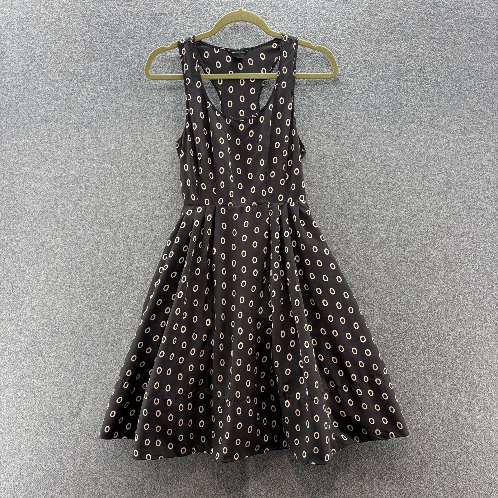 Club Monaco Dress 0 Black Polka Dot Silk Fit Flare Retro Rockabilly Crinoline Club Monaco Dress 0 Black Polka Dot Silk Fit Flare Retro Rockabilly Crinoline