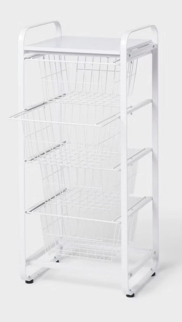 4 Drawer Metal Storage Organizer Narrow White - Brightroom - NEW In Box