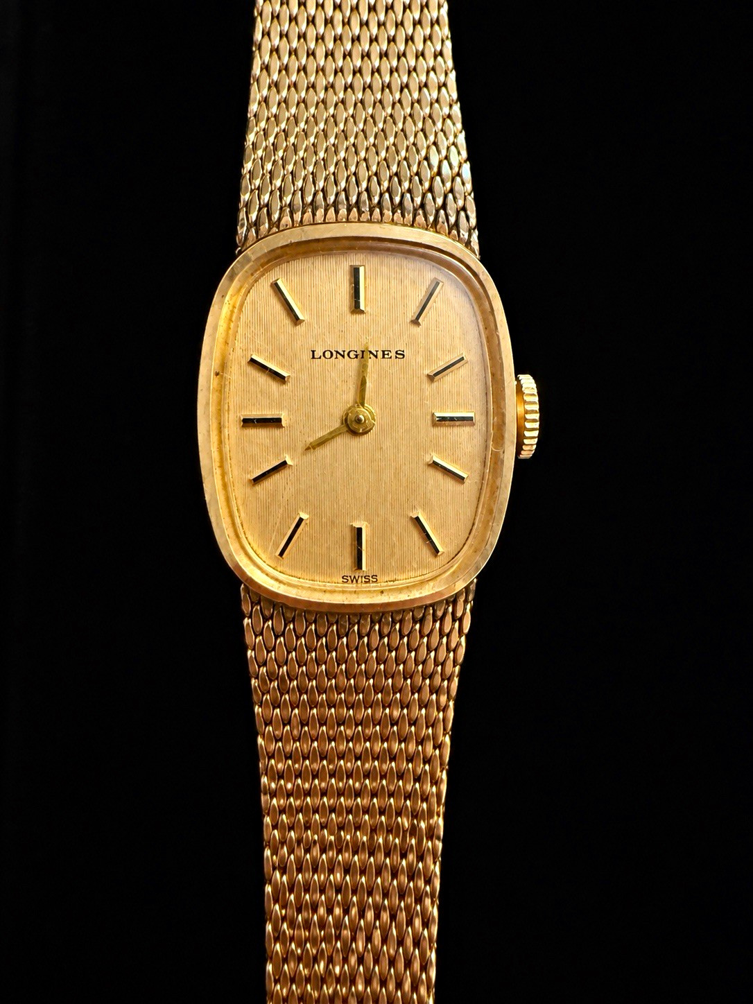 Vintage Longines Ladies 10K Gold Filled Swiss Manual Wind Mesh Bracelet Watch