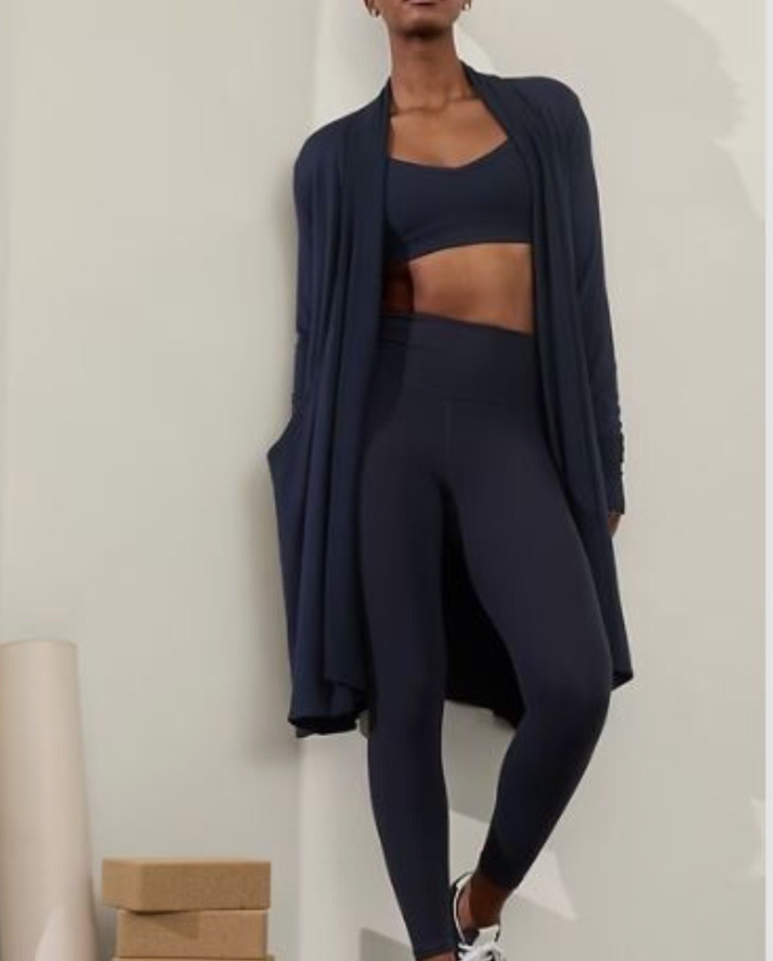 ATHLETA Designed San Francisco Plus Navy Soft Pranayama Wrap Long Cardigan 1X