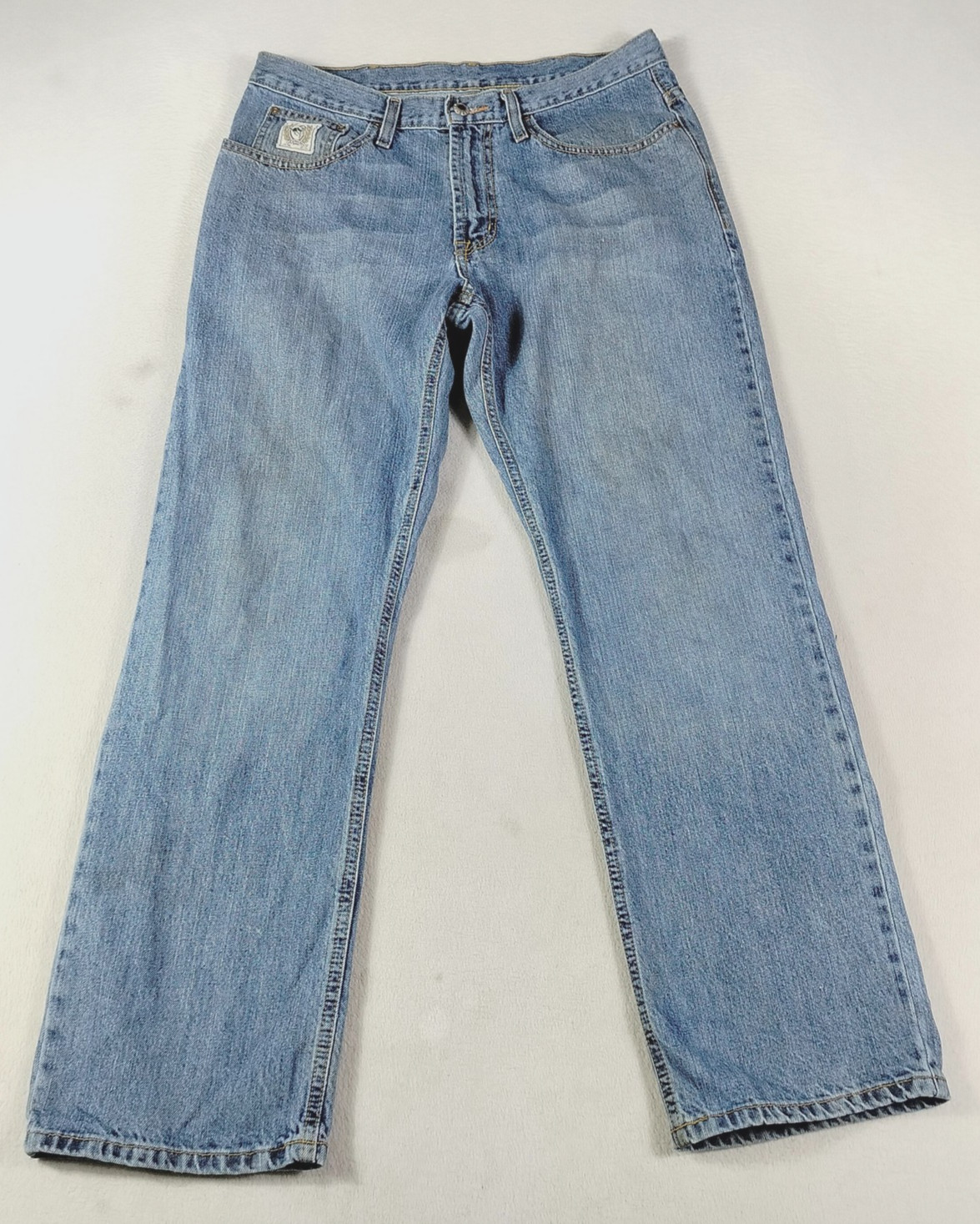Cinch Up Jeans Mens 34 Light Wash Blue Relaxed Straight Denim Western Cowboy