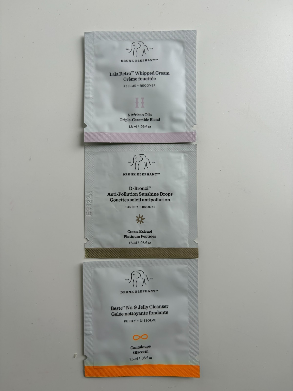 Drunk Elephant Sample Set of 3 - Cleanser/Lala Cream/D-Bronzi NEW