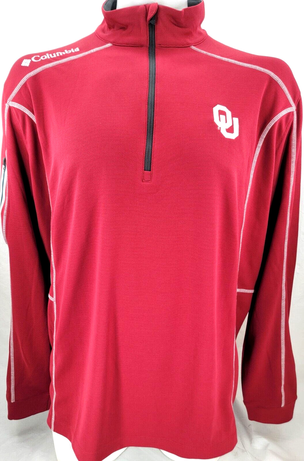 NEW Oklahoma Sooners OU Crimson Columbia Omni-Wick Shotgun 1/4 Zip Shirt Mens XL