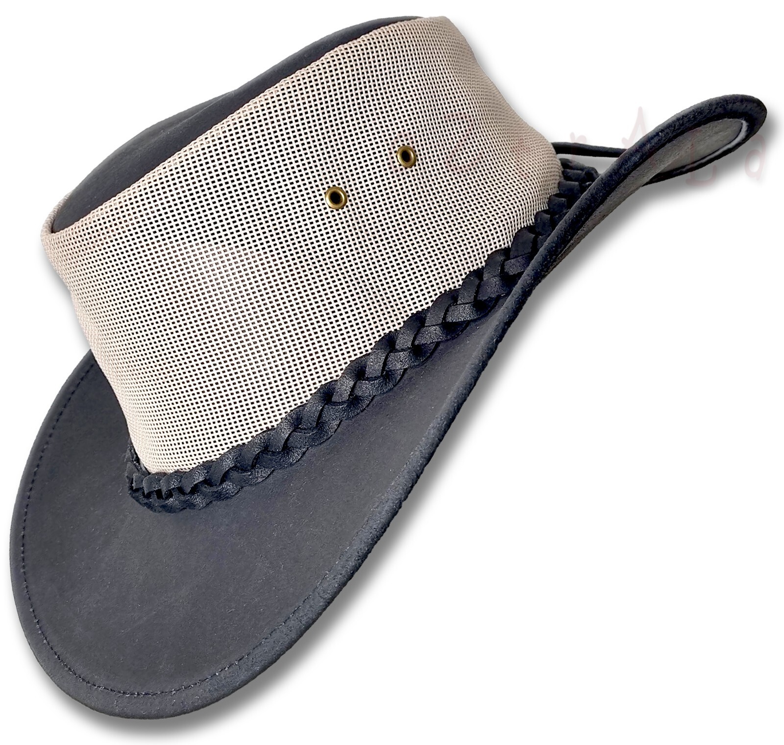 HAT oZtrALa HL34 Suede LEATHER Mesh Breeze Australian Cowboy Golf Outback Summer
