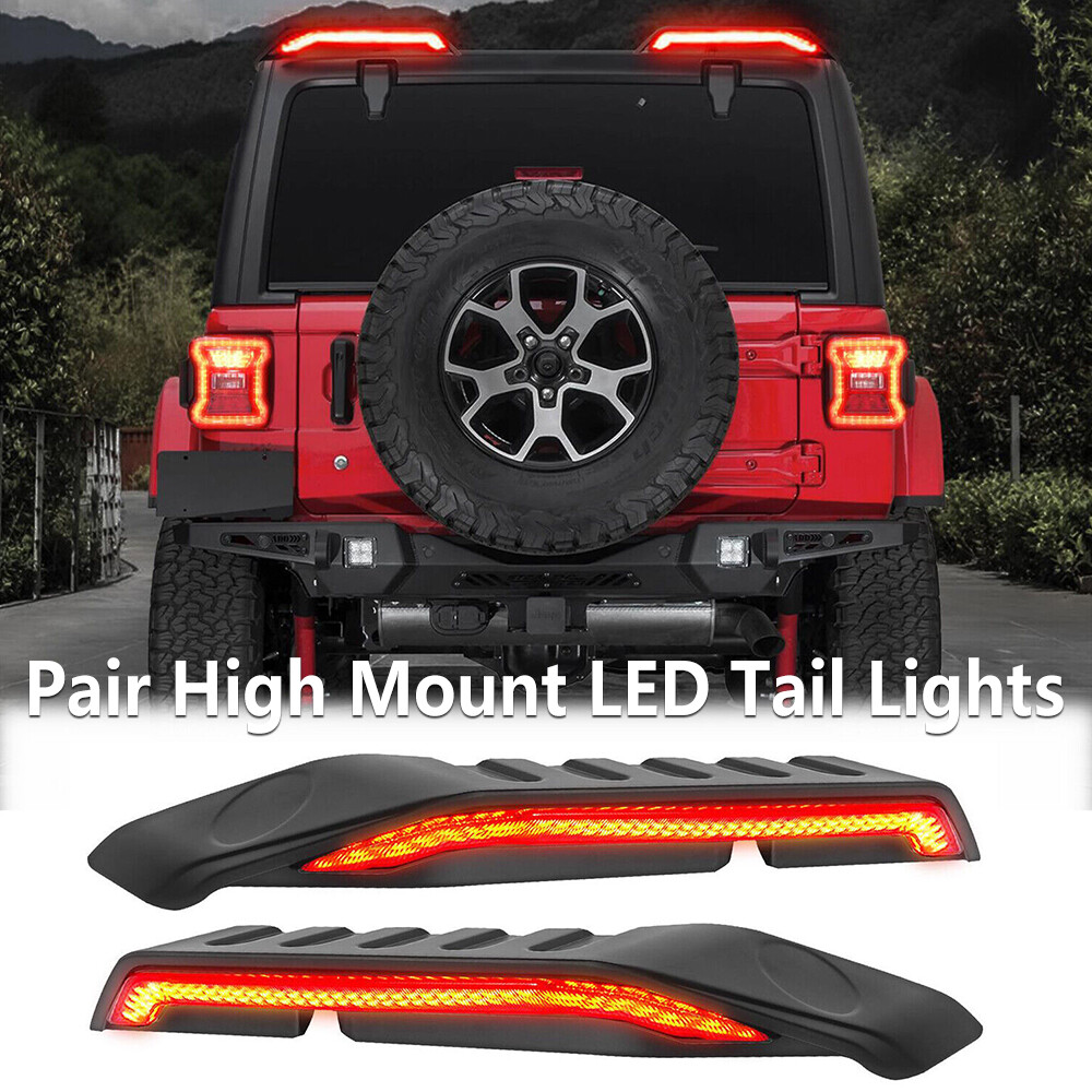 2X LED High Roof Mount Brake Turn Reverse Tail Lights For 18-23 Jeep Wrangler JL