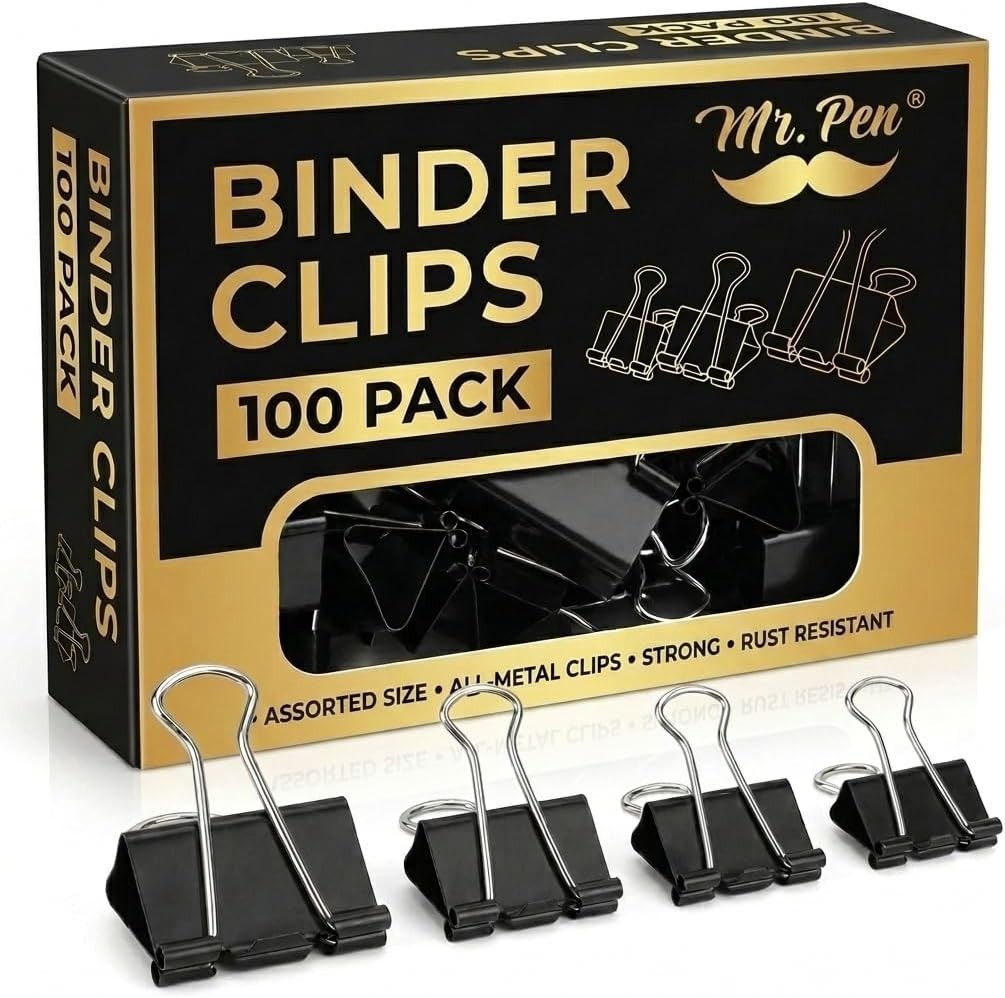 - Binder Clips, 100 Pcs, Assorted Sizes, Black Binder Paper Clips | Bulk - Binder Clips, 100 Pcs, Assorted Sizes, Black Binder Paper Clips | Bulk