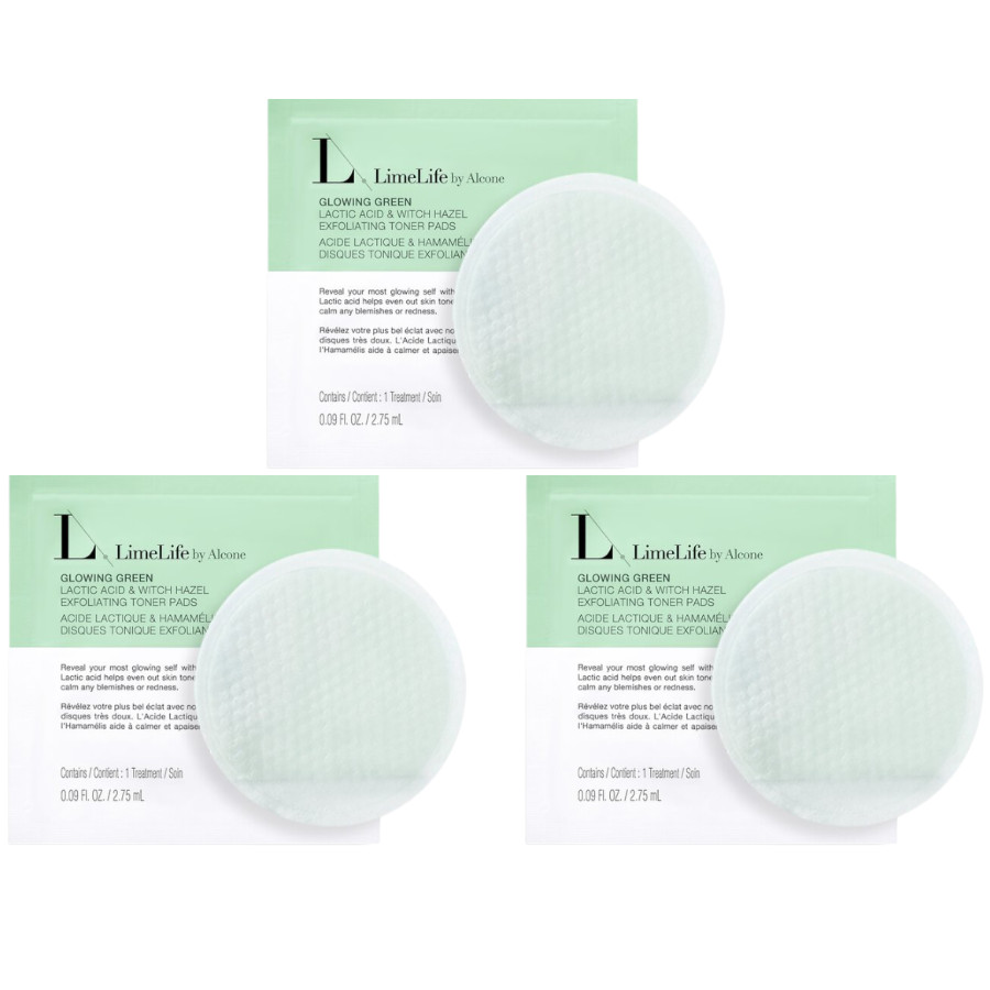 X3 Lime Life Glowing Green Toner Pads Exfoliate & Brighten 15 Treatments PerPack