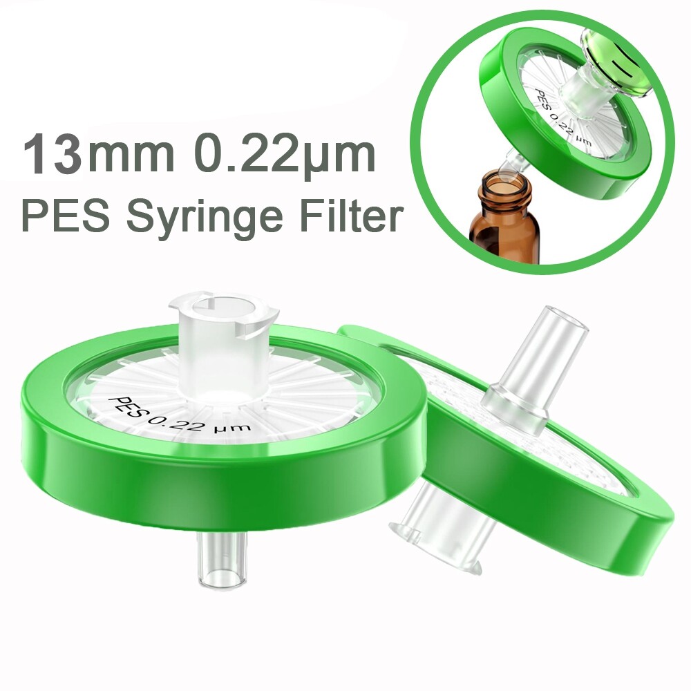 300pcs PES Syringe Lab Filters 0.22μm Pore Size 18mm/25mm/33mm Hydrophilic Green