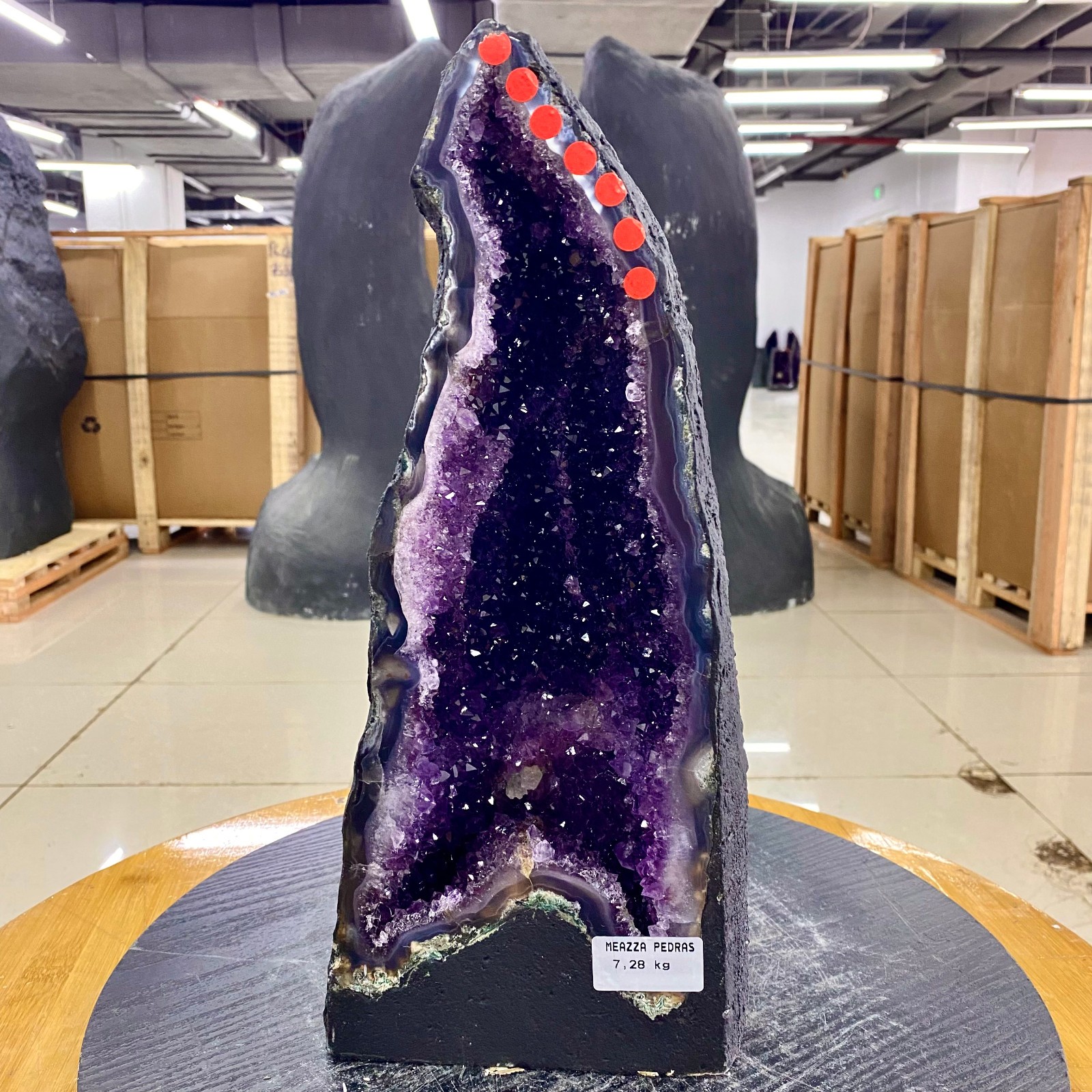 16.01LB  Large Natural Amethyst Geode Quartz Crystal Cluster Cathedral Energy