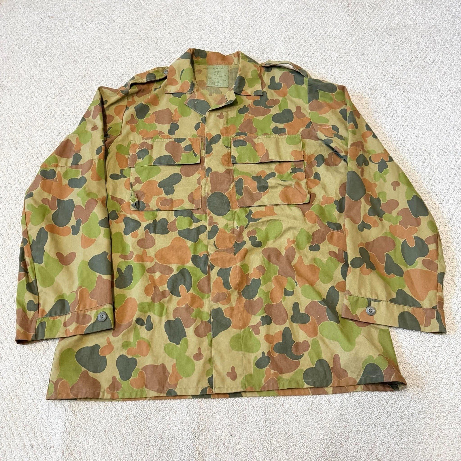 Vintage 1989 Australian Army Camo Combat Shirt DPCU Print Size 107L Large