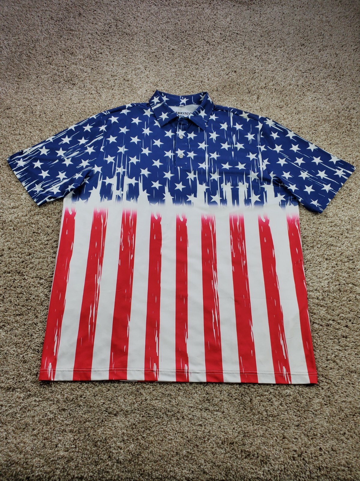 ShankitGolf Polo Shirt XL Mens Short Sleeve Stretch Pullover Stars & Stripes ShankitGolf Polo Shirt XL Mens Short Sleeve Stretch Pullover Stars & Stripes
