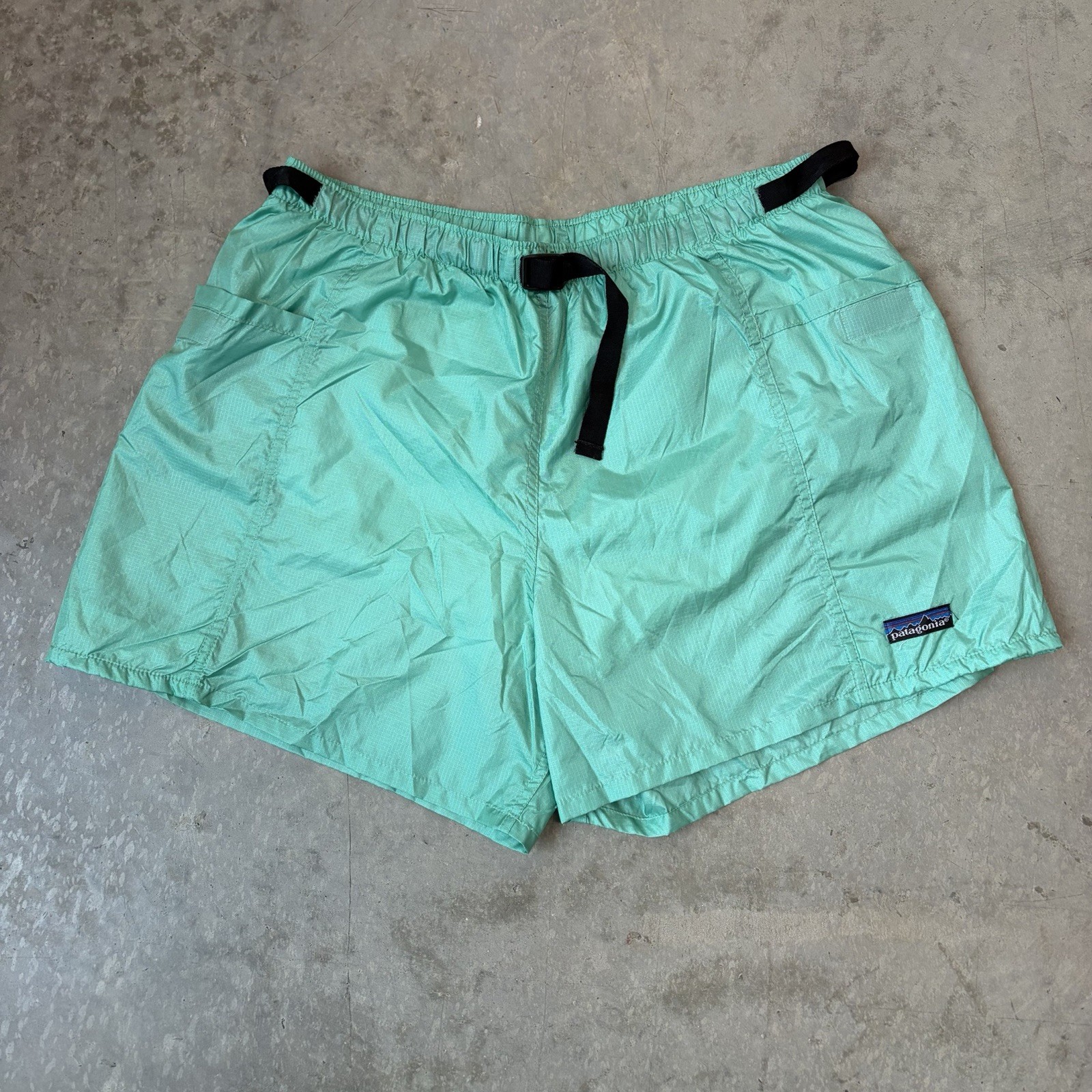 Vintage 90s Patagonia River Shorts Baggies Belted Outdoors Mint Green Size XL