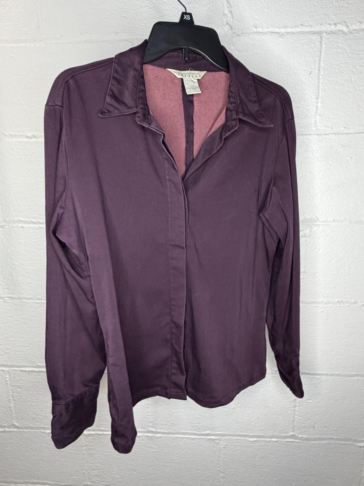 Vintage 90s Express Compagnie Internationale Purple Stretch Shirt Top Womens 7/8
