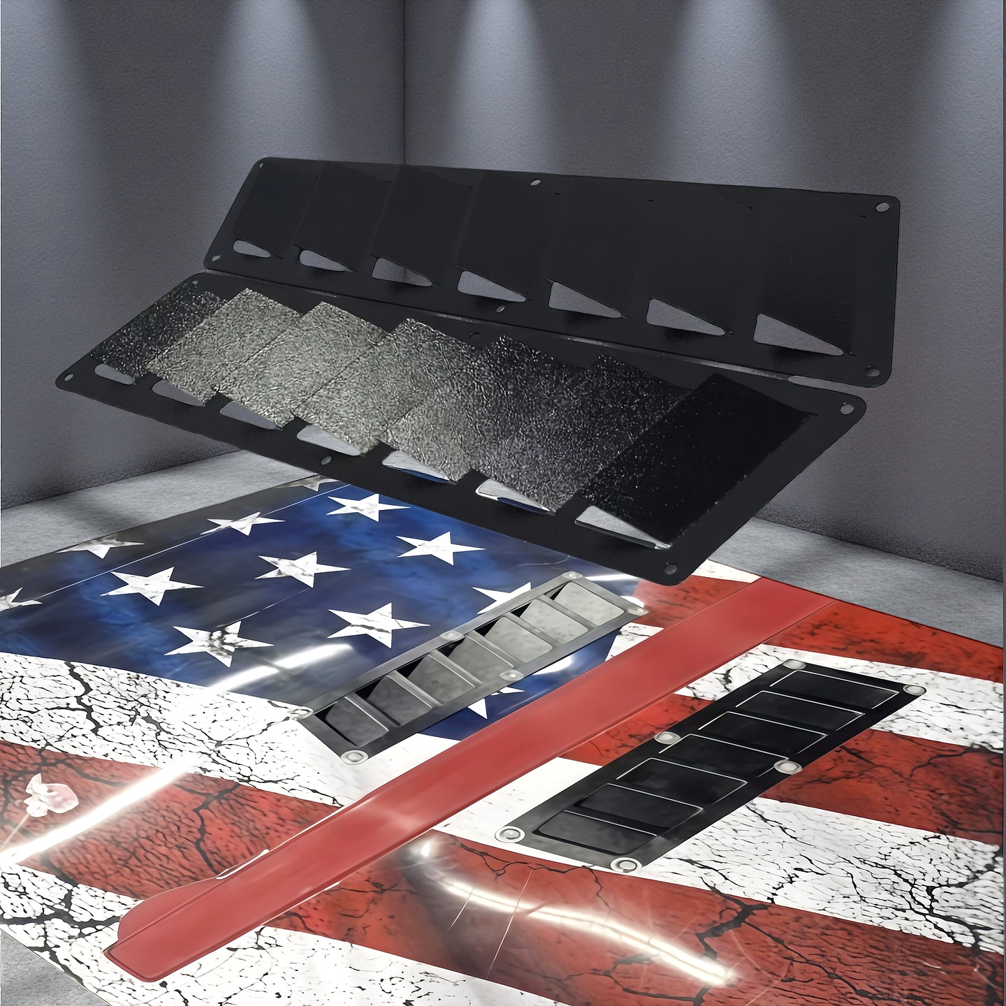 Universal POWDER COATING Black Steel Custom Hood Vent Louver Cooling Panel Universal POWDER COATING Black Steel Custom Hood Vent Louver Cooling Panel