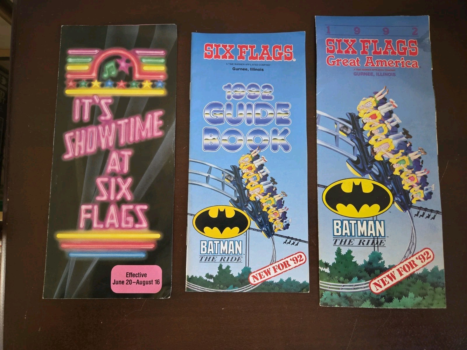 Vtg 90's Six Flags Great America Amusement Theme Park Map Show Guide Lot 1992