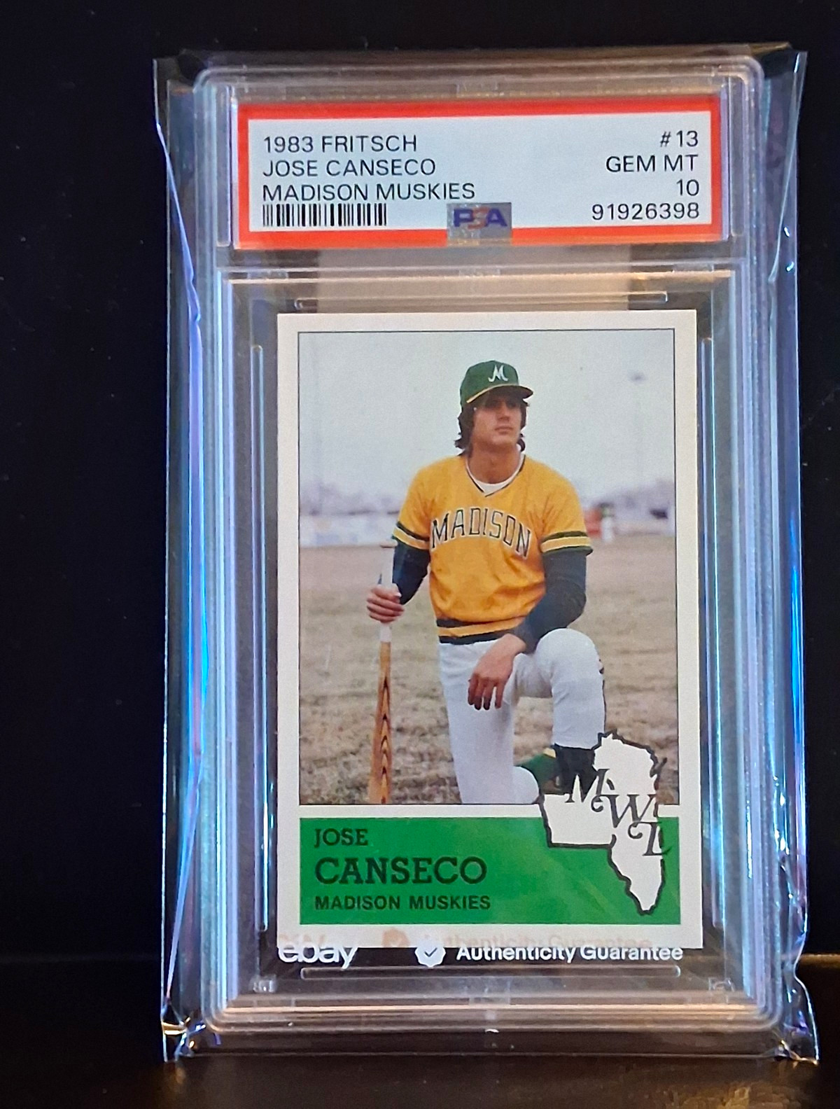1983_Fritsch_#13_Jose_Canseco_[PSA_10_#91926398]_MiLB_Madison_Muskies_Oakland_As