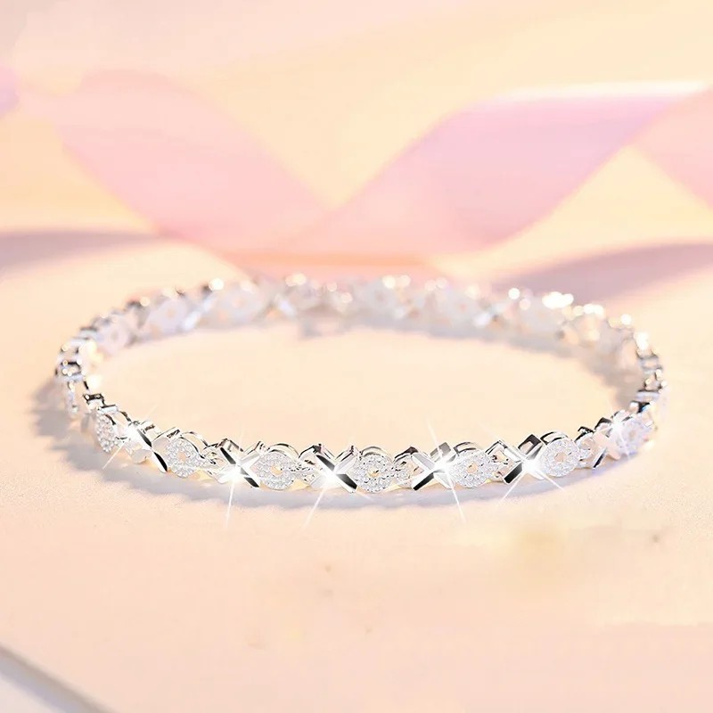 925 Sterling Silver Bracelet Chain Women Fashion Wedding Party Jewelry Gift