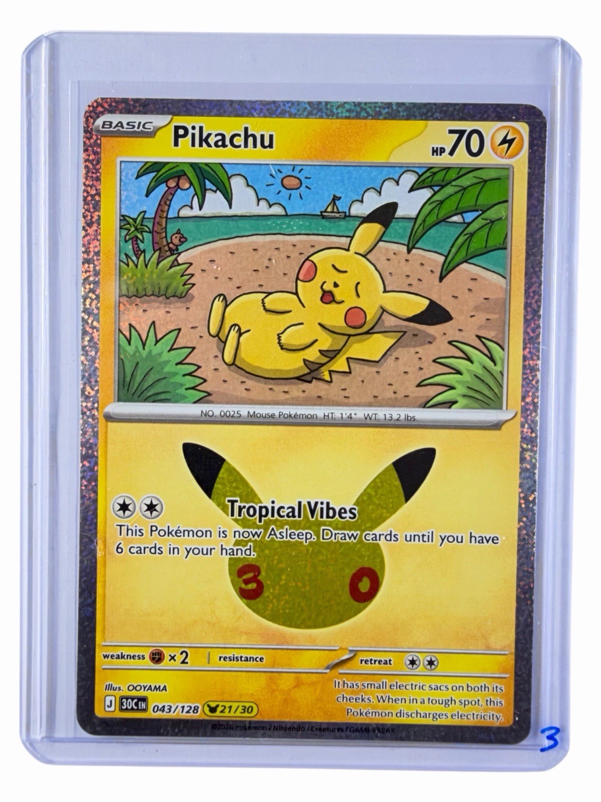 Pokemon TCG Pikachu 043/128 (21/30) 30th Celebration Rare Holo Near Mint Pokemon TCG Pikachu 043/128 (21/30) 30th Celebration Rare Holo Near Mint