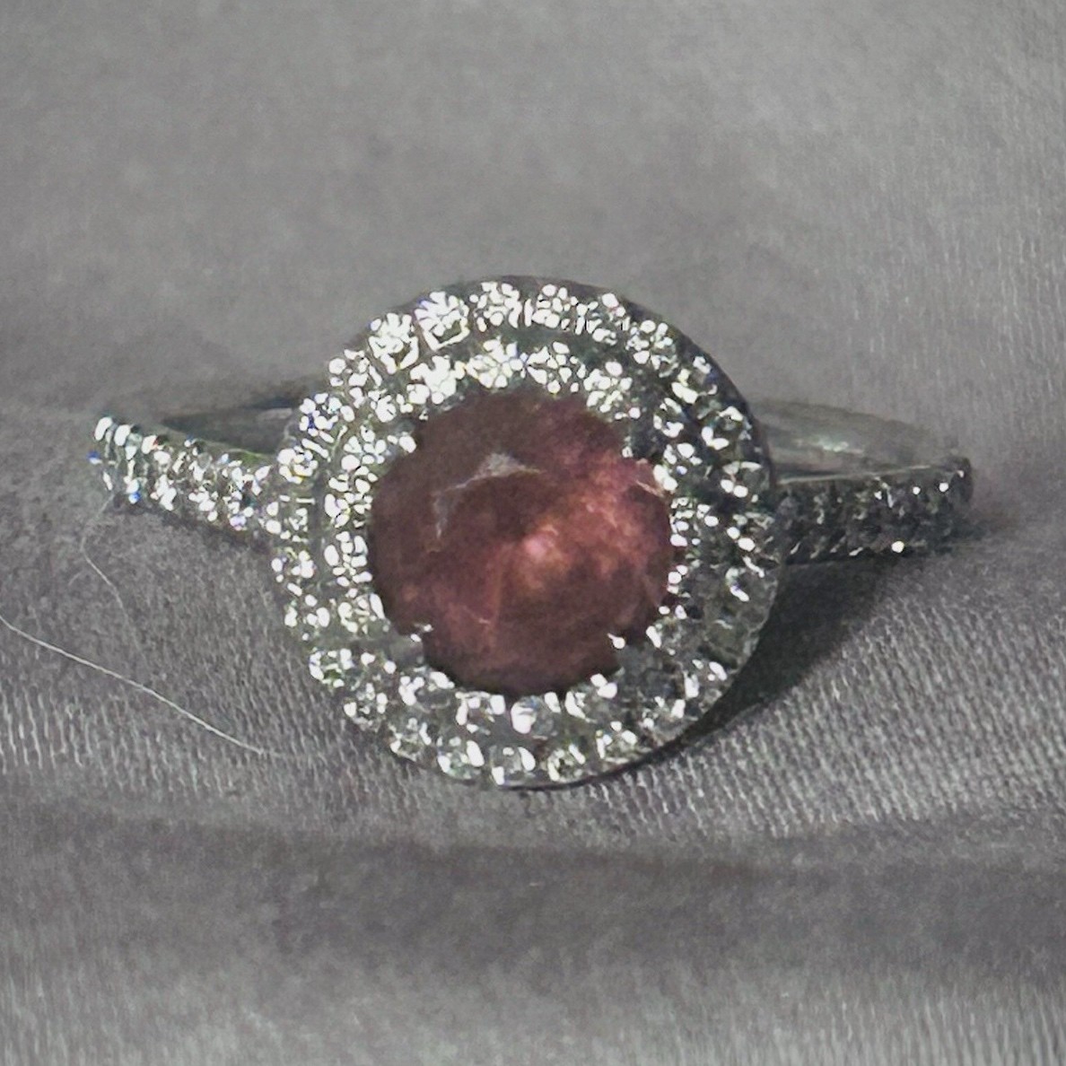 Authentic Tiffany&Co Soleste Pink Tourmaline Diamond Halo Platinum Ring Size6.25