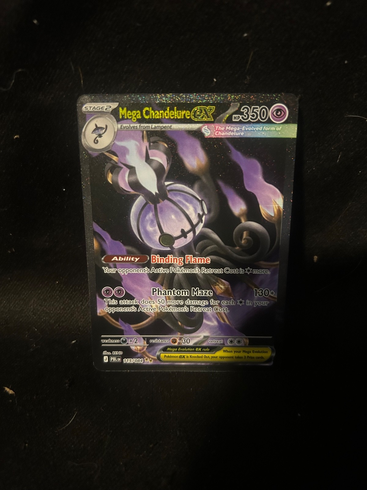 Mega Chandelure ex 115/084 Me05: Pitch Black Holo