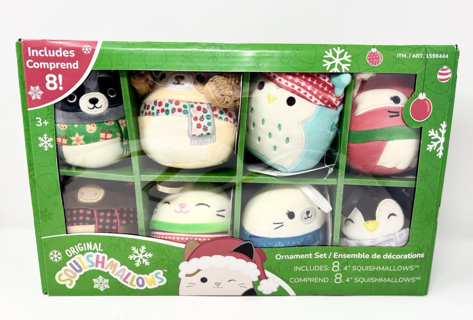 Squishmallows Christmas Holiday Ornament Set 8 Pack 4” Plush 2022 Complete Box