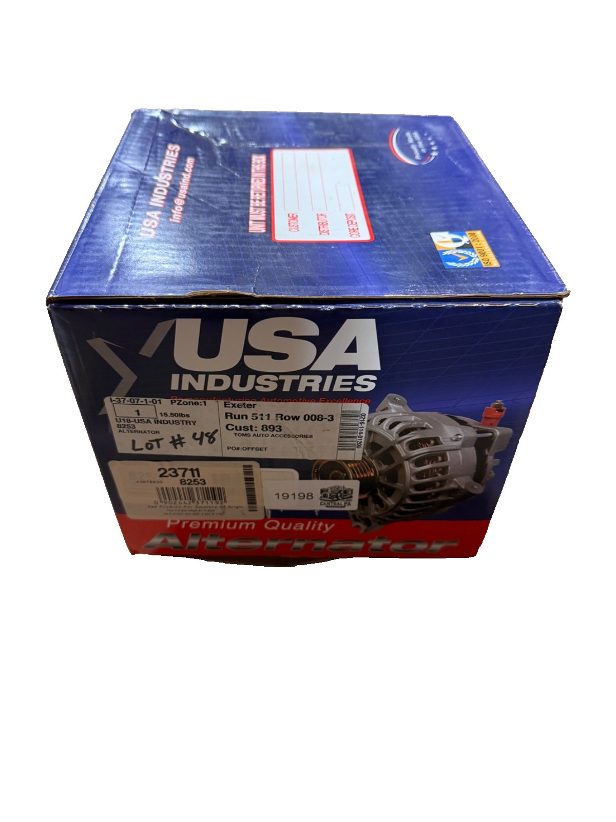 USA Industries Alternator REMAN P/N: 8253