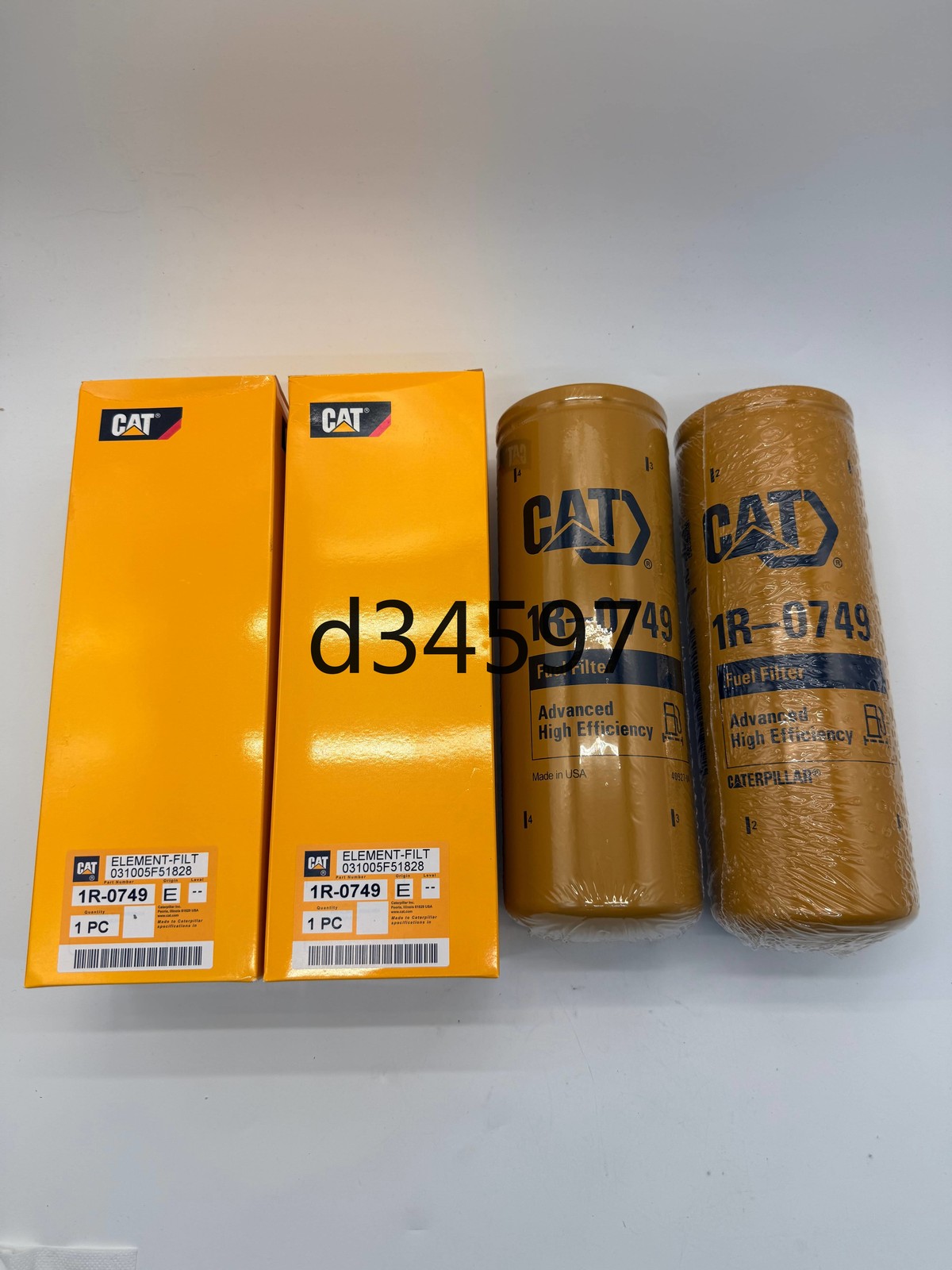 2 Pack GENUINE CAT 1R-0749 Fuel Filter Advanced High Efficiency Fuel Filter New