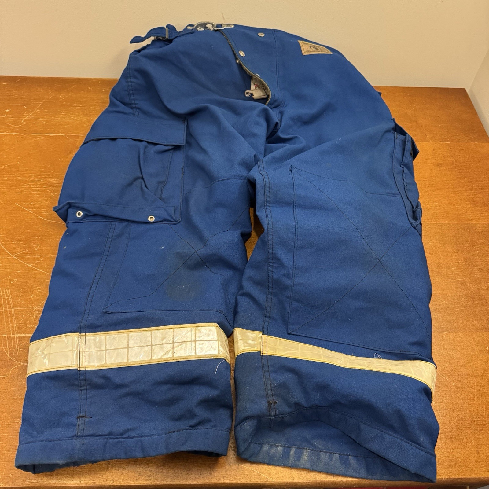 VINTAGE Morning Pride Firefighter Pants 40x28 Blue Turnout Bunker Pant Lined
