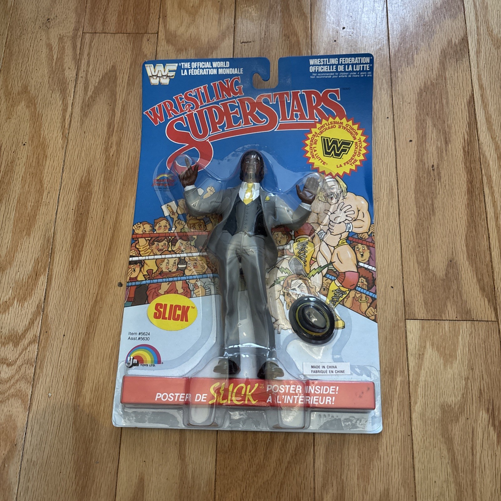 Vintage 1986 WWF Wrestling Superstars Action Figure - Slick - on Canadian Card 1 Vintage 1986 WWF Wrestling Superstars Action Figure - Slick - on Canadian Card 1