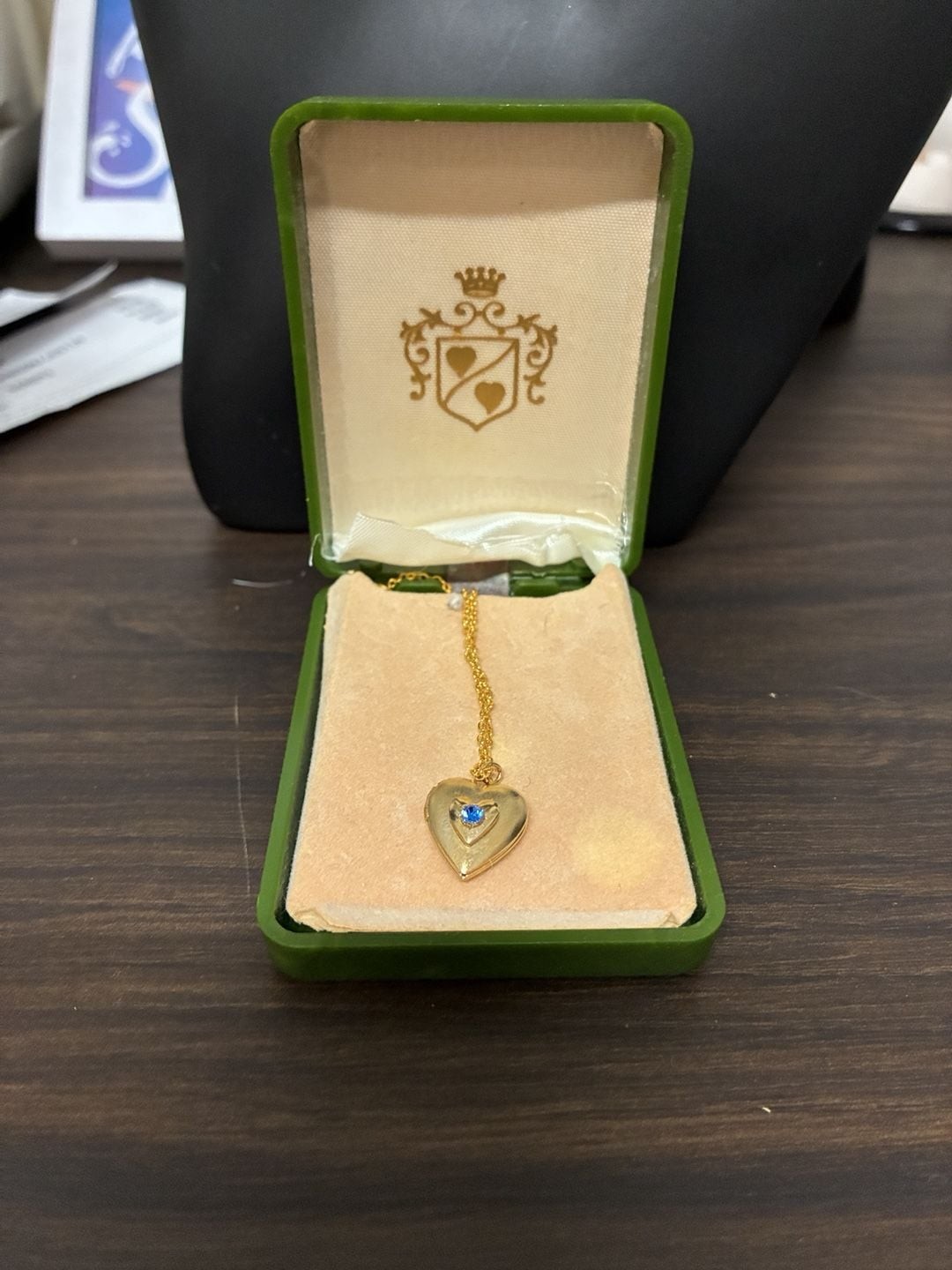 RARE Vintage Hayward 1960s Gold Filled Heart Locket Necklace Blue Gemstone RARE Vintage Hayward 1960s Gold Filled Heart Locket Necklace Blue Gemstone