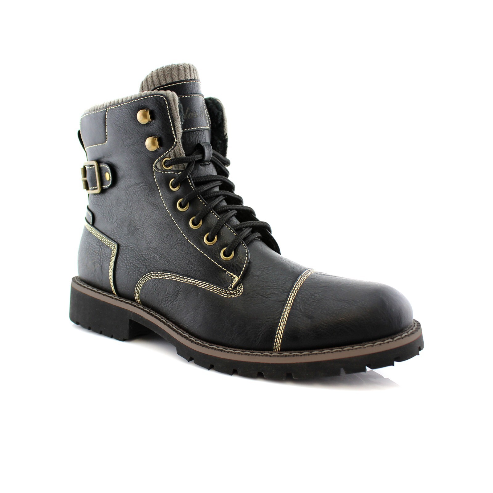 Polar Fox BRADY Men\'s Casual Combat Dress Work Hiking Motorcycle Zipper Boots