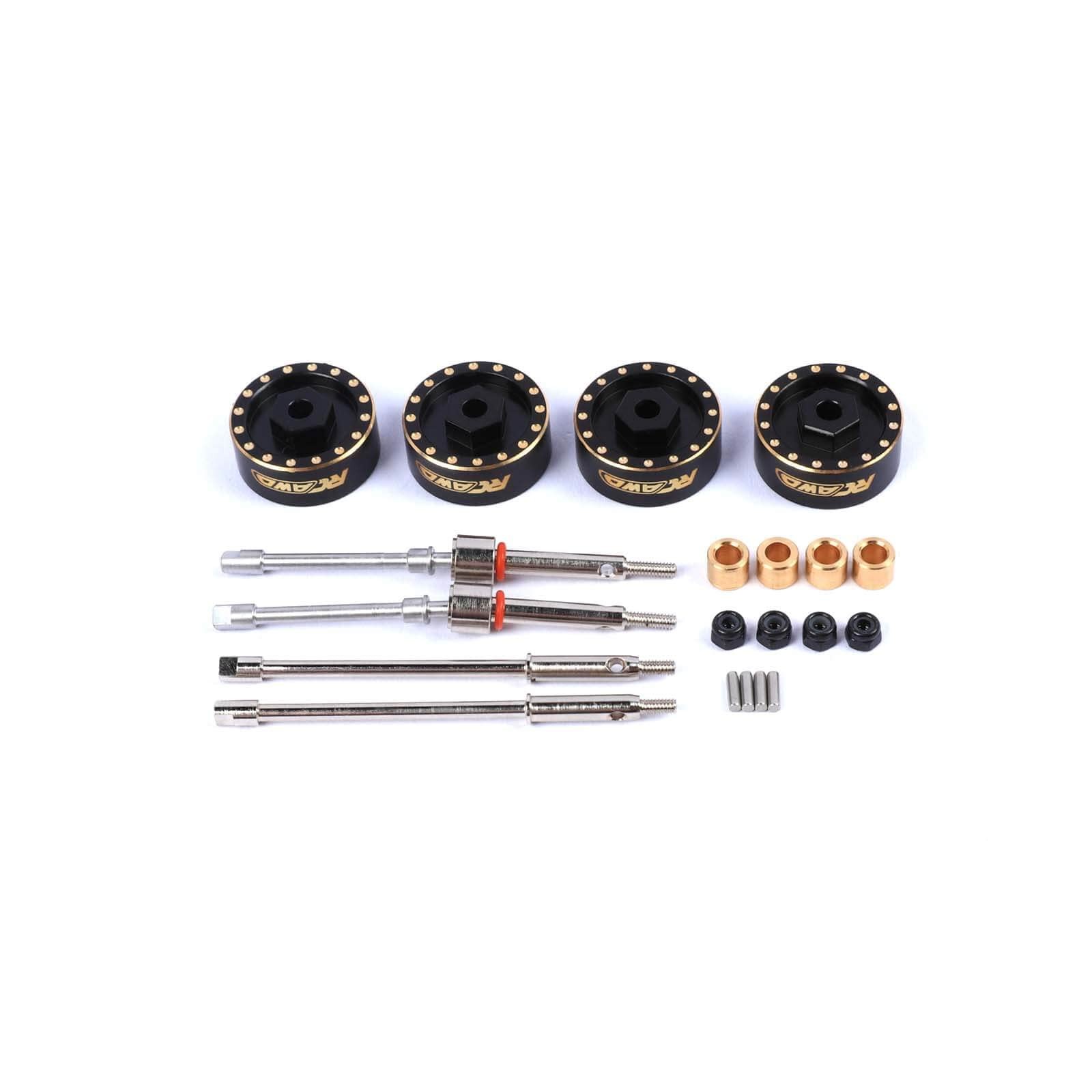 RCAWD 4pcs 9g Brass Hex Weights Extended 4mm Cvd Driveshaft for Axial 1-24 Sc...