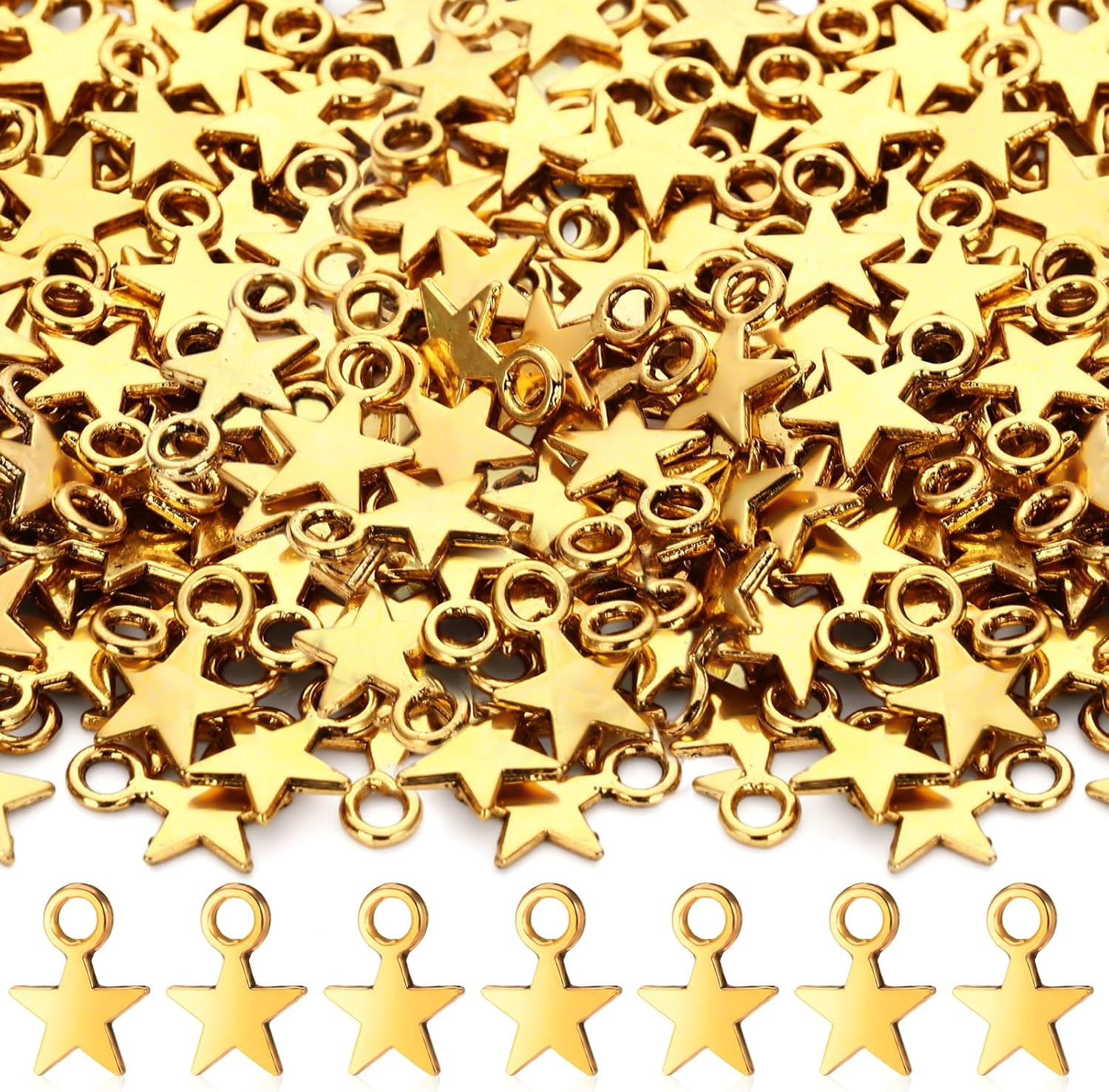 200 Pieces Star Tiny Charms Pendant Bulk for Necklace Bracelets Jewelry